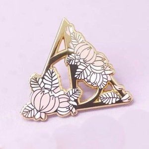 Harry Potter Deathly Hallows pin enamel pink gold